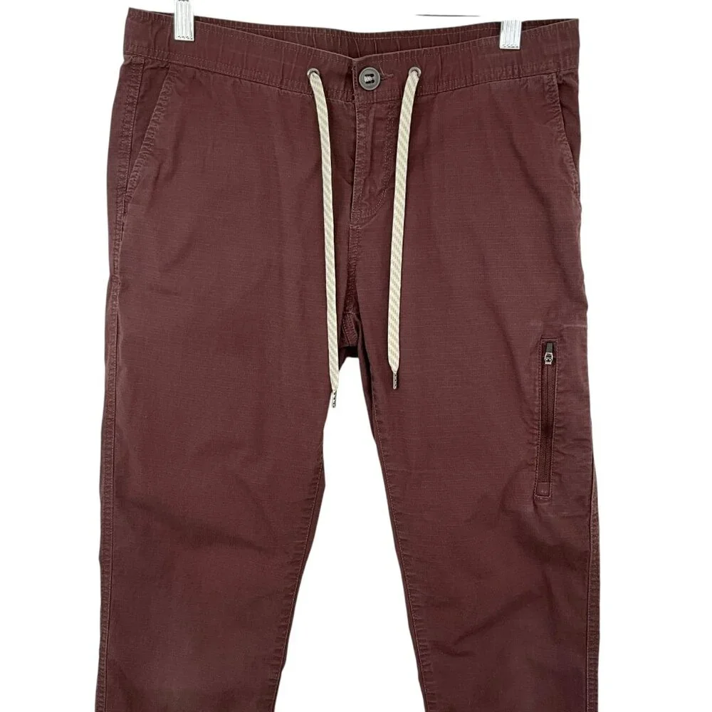 Vuori Ripstop Pants Chestnut Brown Mid Rise Drawstring Size Medium M - Picture 2 of 9